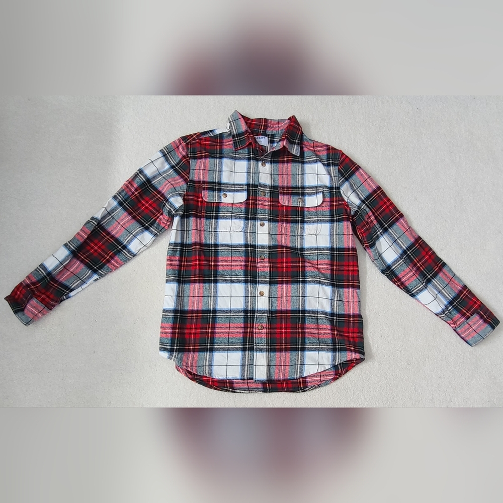 NWOT Womens Old Navy Double Brushed 100% Cotton Flannel White Plaid Sz M
